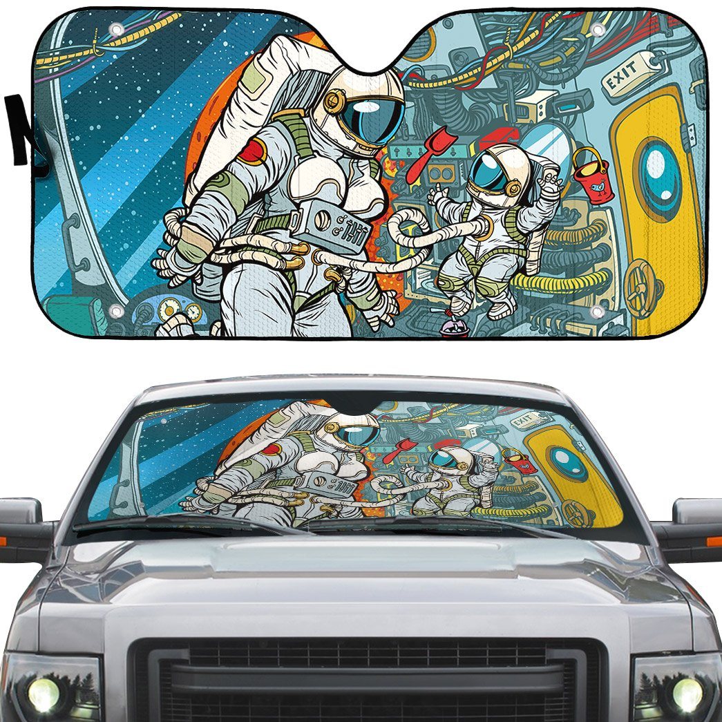Gearhumans 3D Space Family Custom Car Auto Sunshade