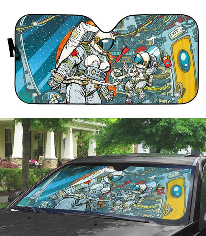 Gearhumans 3D Space Family Custom Car Auto Sunshade