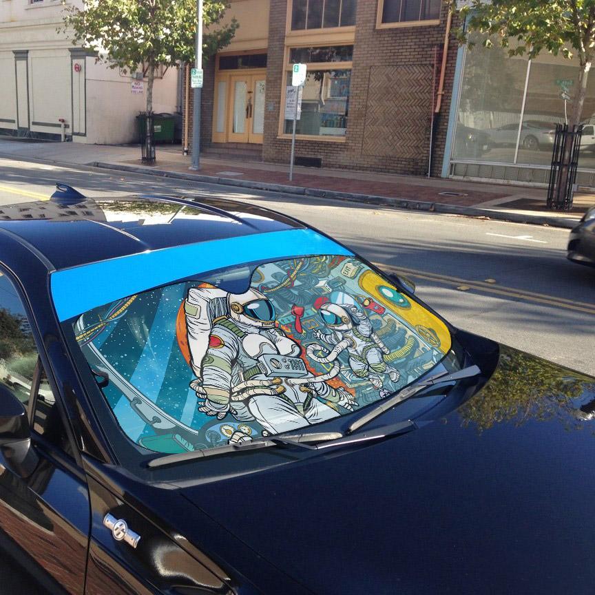 Gearhumans 3D Space Family Custom Car Auto Sunshade