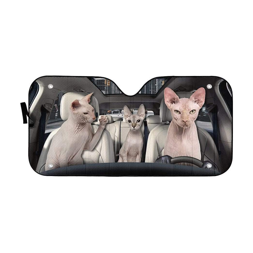 Gearhumans 3D Sphynx Cat Custom Car Auto Sunshade