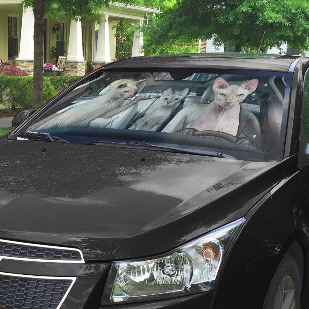 Gearhumans 3D Sphynx Cat Custom Car Auto Sunshade