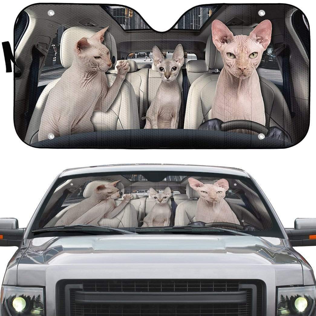 Gearhumans 3D Sphynx Cat Custom Car Auto Sunshade