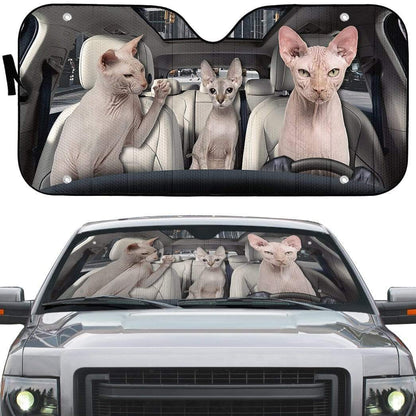 Gearhumans 3D Sphynx Cat Custom Car Auto Sunshade