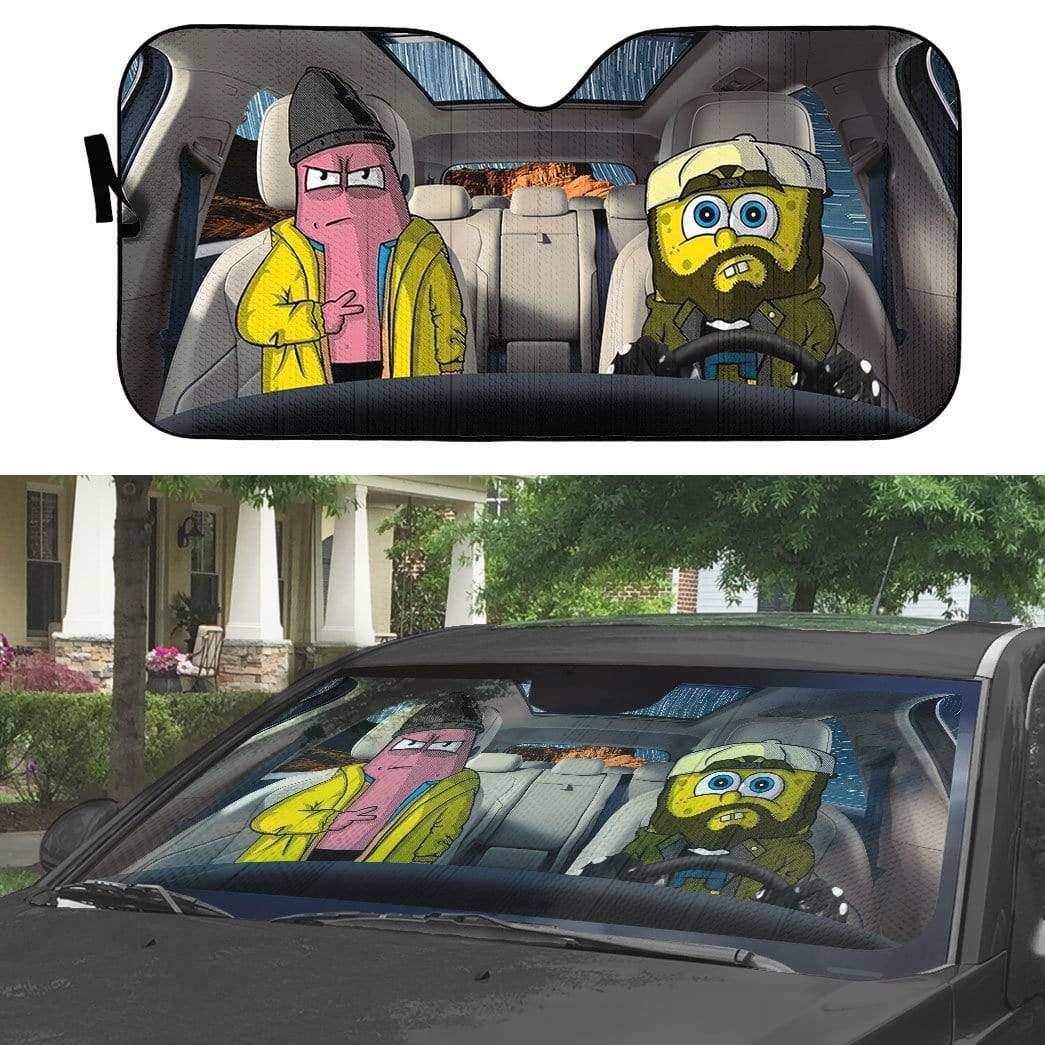 Gearhumans 3D Spongebob And Patrick Rob Custom Car Auto Sunshade