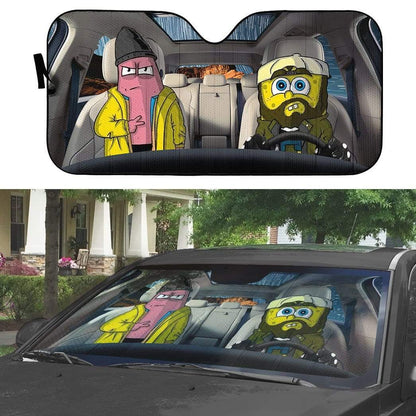 Gearhumans 3D Spongebob And Patrick Rob Custom Car Auto Sunshade