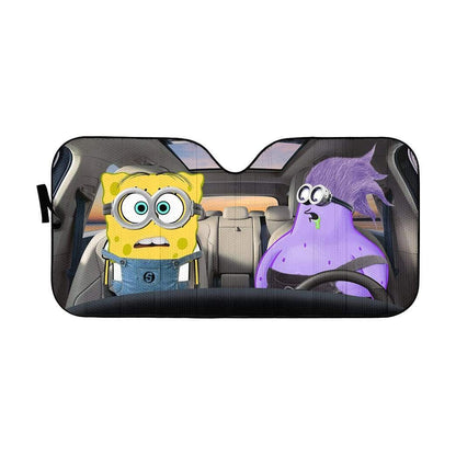 Gearhumans 3D Spongebob Cosplay Minions Custom Car Auto Sunshade