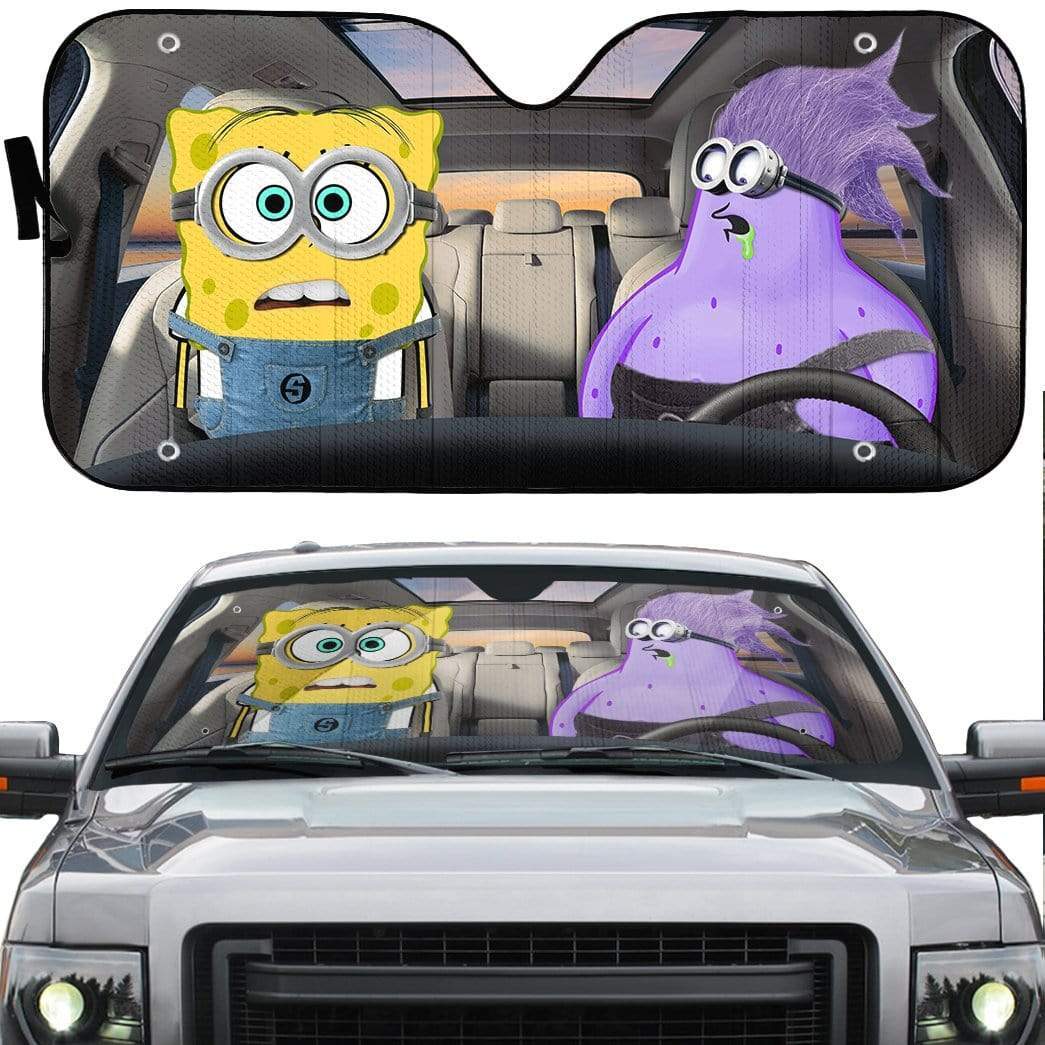 Gearhumans 3D Spongebob Cosplay Minions Custom Car Auto Sunshade