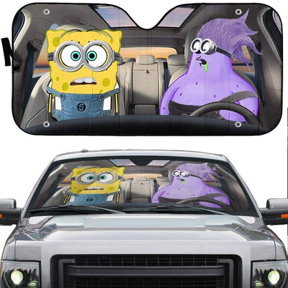 Gearhumans 3D Spongebob Cosplay Minions Custom Car Auto Sunshade