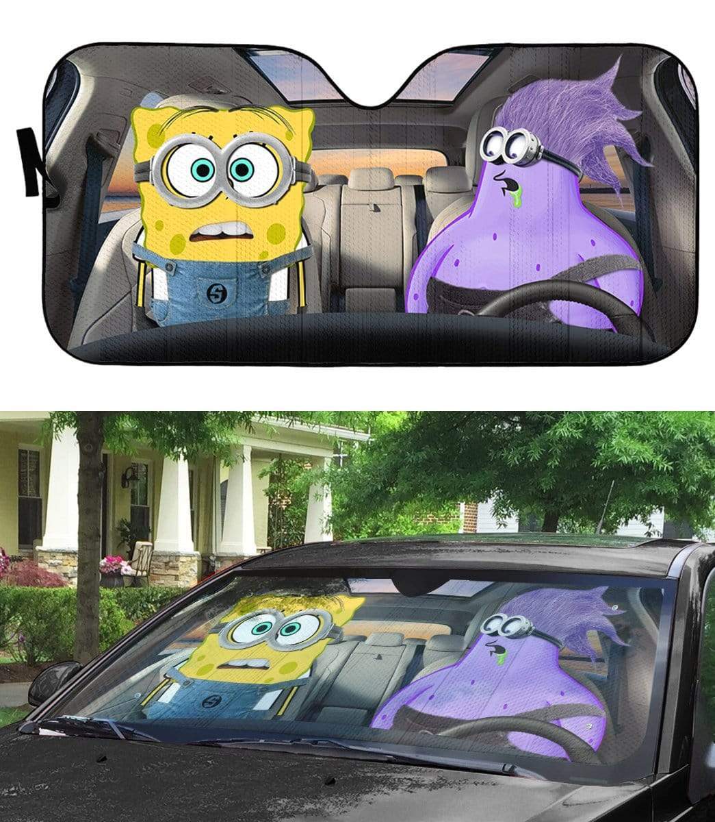 Gearhumans 3D Spongebob Cosplay Minions Custom Car Auto Sunshade