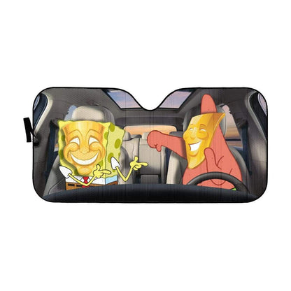 Gearhumans 3D Spongebob Custom Car Auto Sunshade