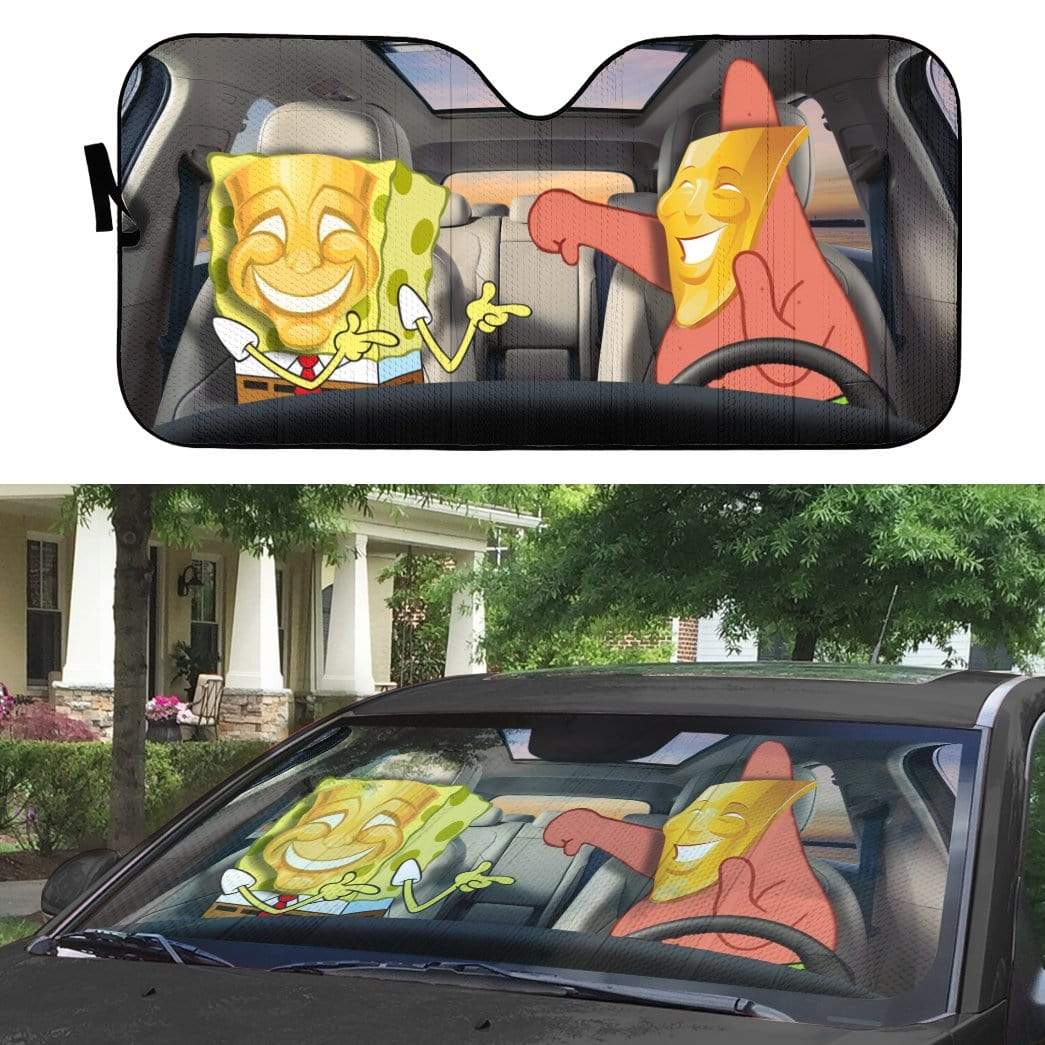 Gearhumans 3D Spongebob Custom Car Auto Sunshade