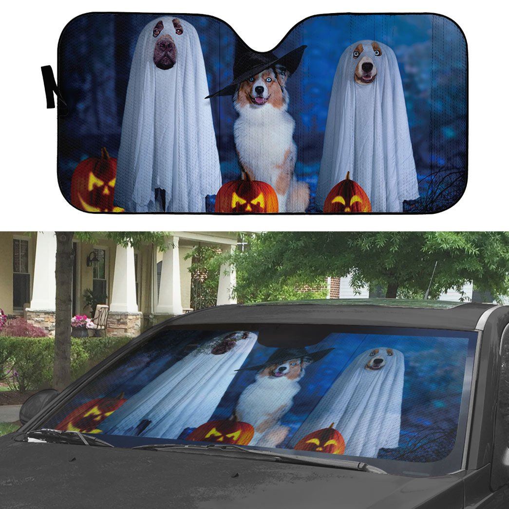 Gearhumans 3D Spooky Dog Custom Car Auto Sunshade