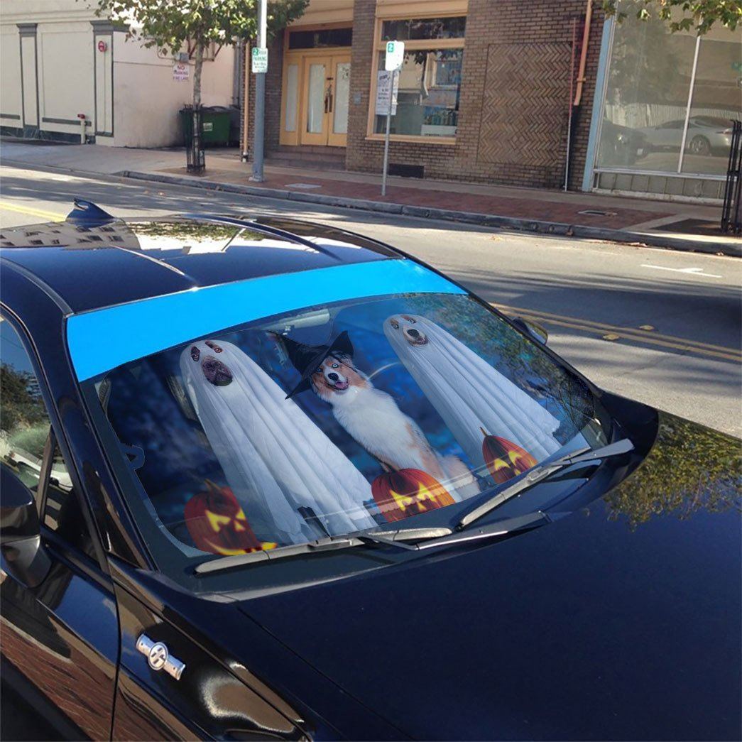Gearhumans 3D Spooky Dog Custom Car Auto Sunshade