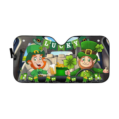 Gearhumans 3D St Patricks Day Leprechaun Custom Car Auto Sunshade