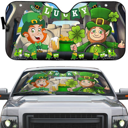 Gearhumans 3D St Patricks Day Leprechaun Custom Car Auto Sunshade