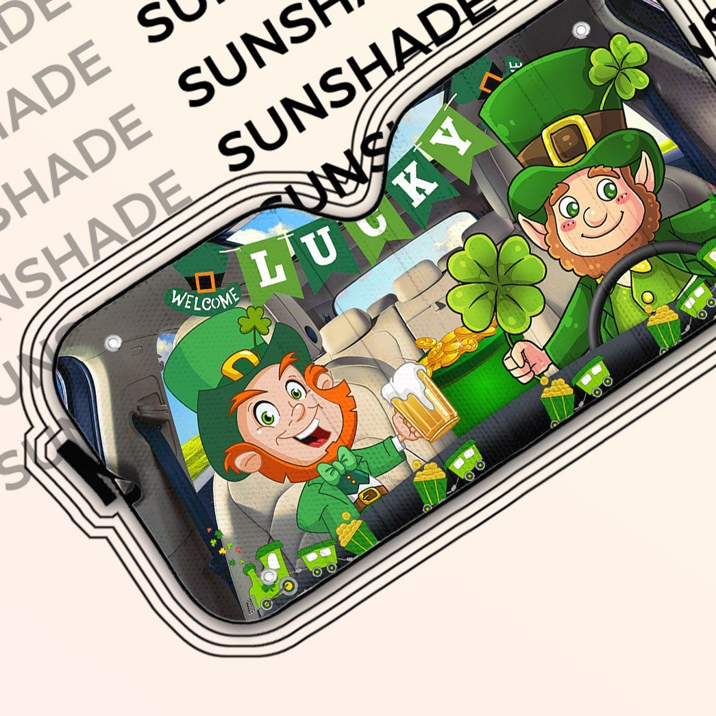Gearhumans 3D St Patricks Day Leprechaun Custom Car Auto Sunshade