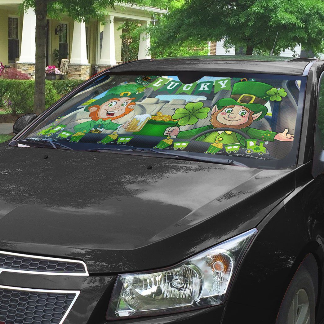 Gearhumans 3D St Patricks Day Leprechaun Custom Car Auto Sunshade