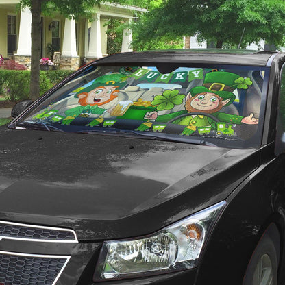 Gearhumans 3D St Patricks Day Leprechaun Custom Car Auto Sunshade