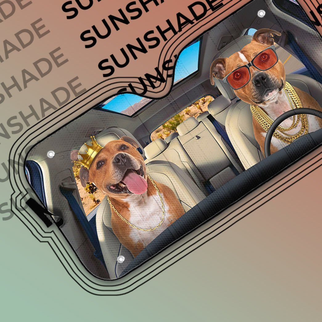Gearhumans 3D Staffordshire Bull Terrier Dog Auto Car Sunshade