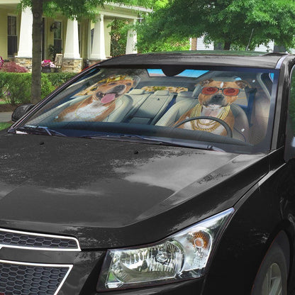 Gearhumans 3D Staffordshire Bull Terrier Dog Auto Car Sunshade