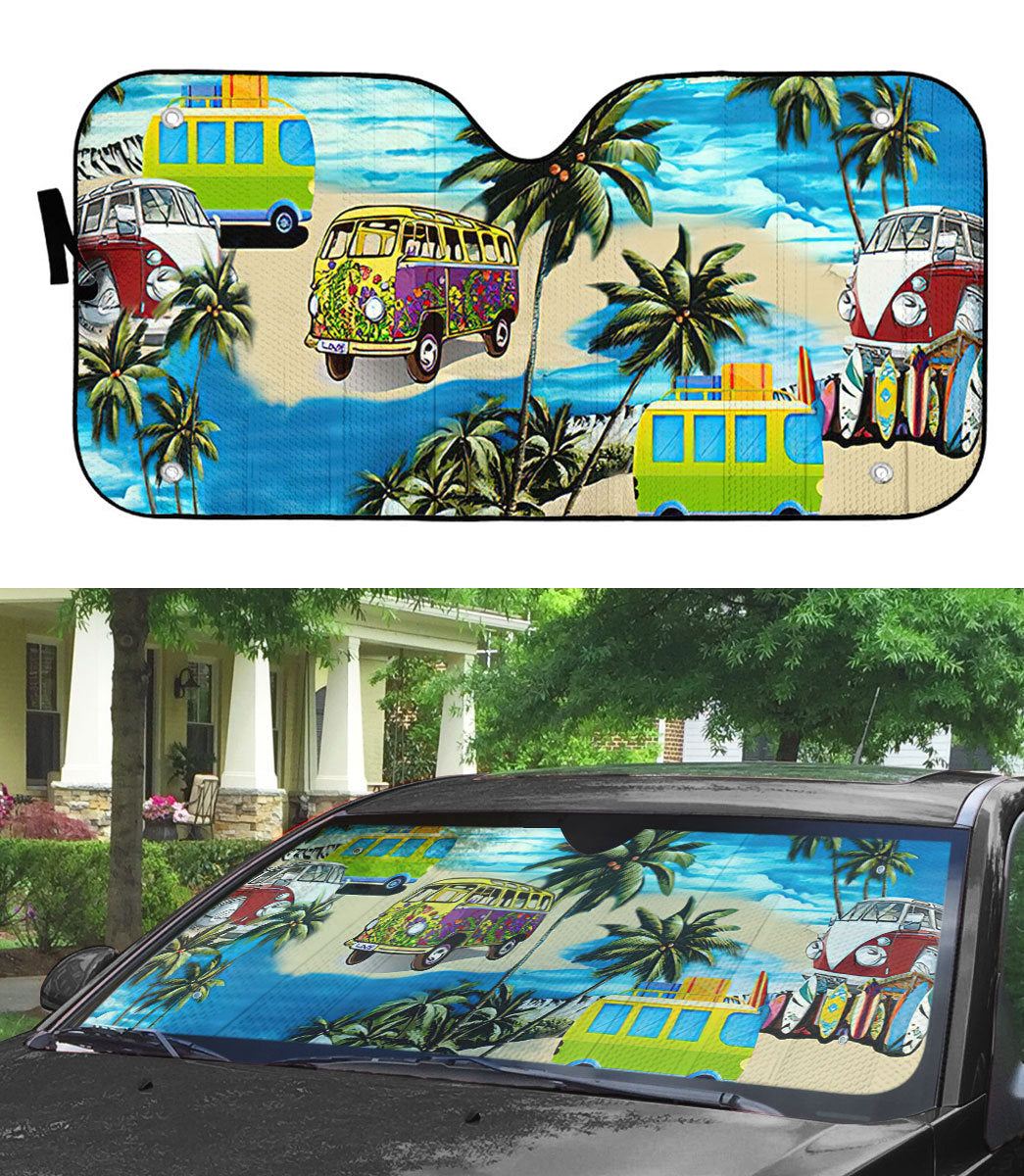 Gearhumans 3D Summer Bus Hawaii Car Auto Sunshade