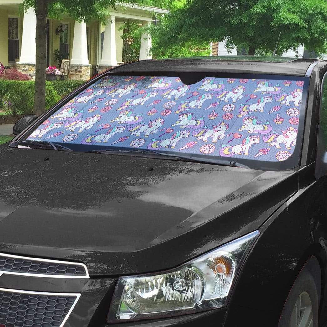 Gearhumans 3D Sweet Unicorn Custom Car Auto Sunshade