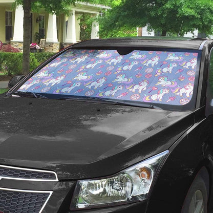 Gearhumans 3D Sweet Unicorn Custom Car Auto Sunshade