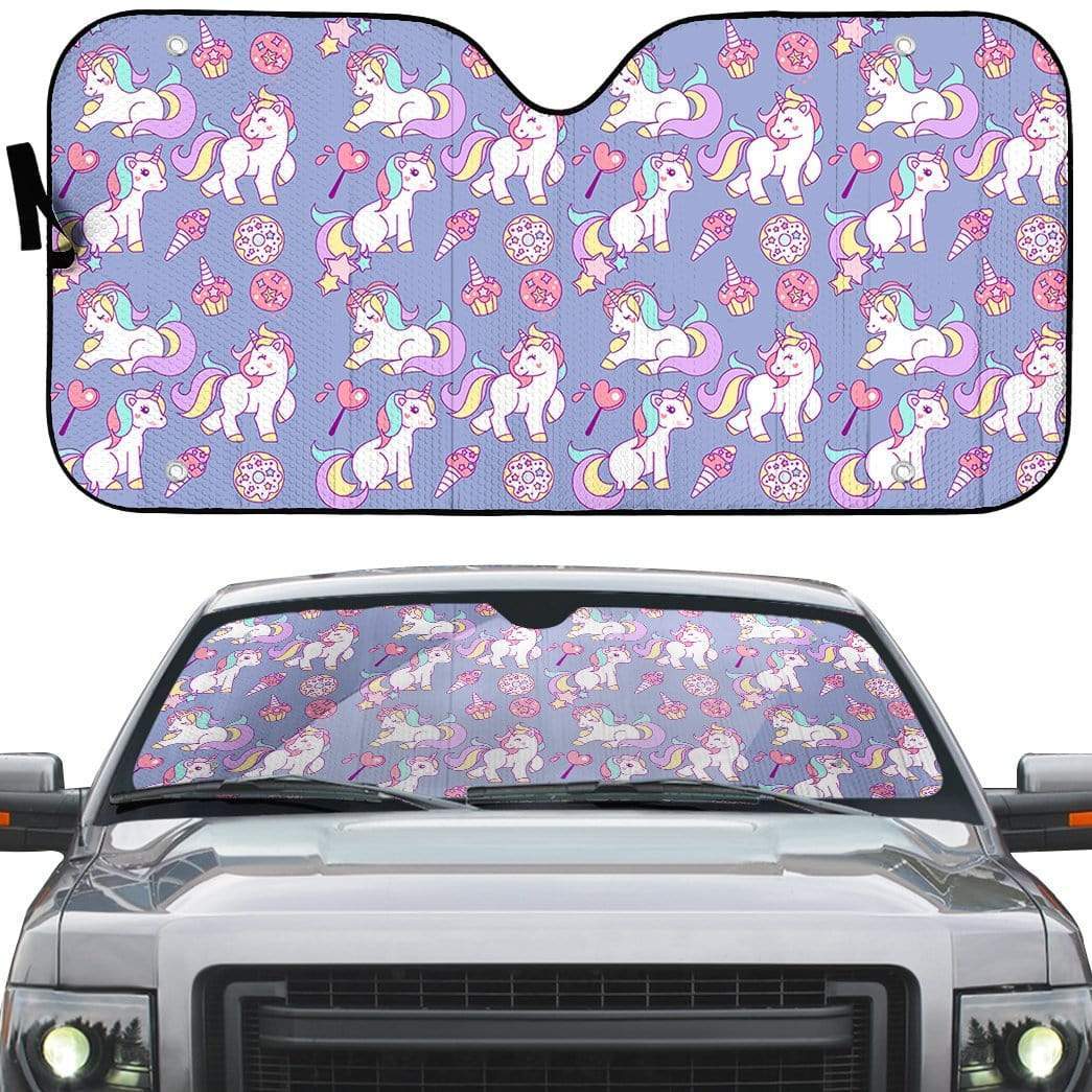 Gearhumans 3D Sweet Unicorn Custom Car Auto Sunshade