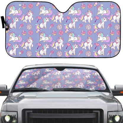 Gearhumans 3D Sweet Unicorn Custom Car Auto Sunshade