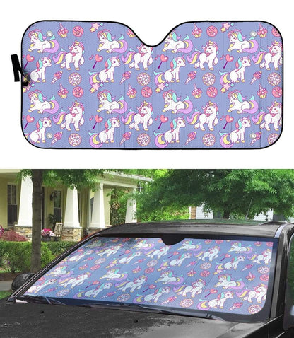 Gearhumans 3D Sweet Unicorn Custom Car Auto Sunshade