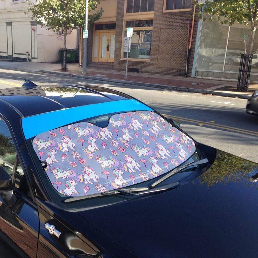 Gearhumans 3D Sweet Unicorn Custom Car Auto Sunshade