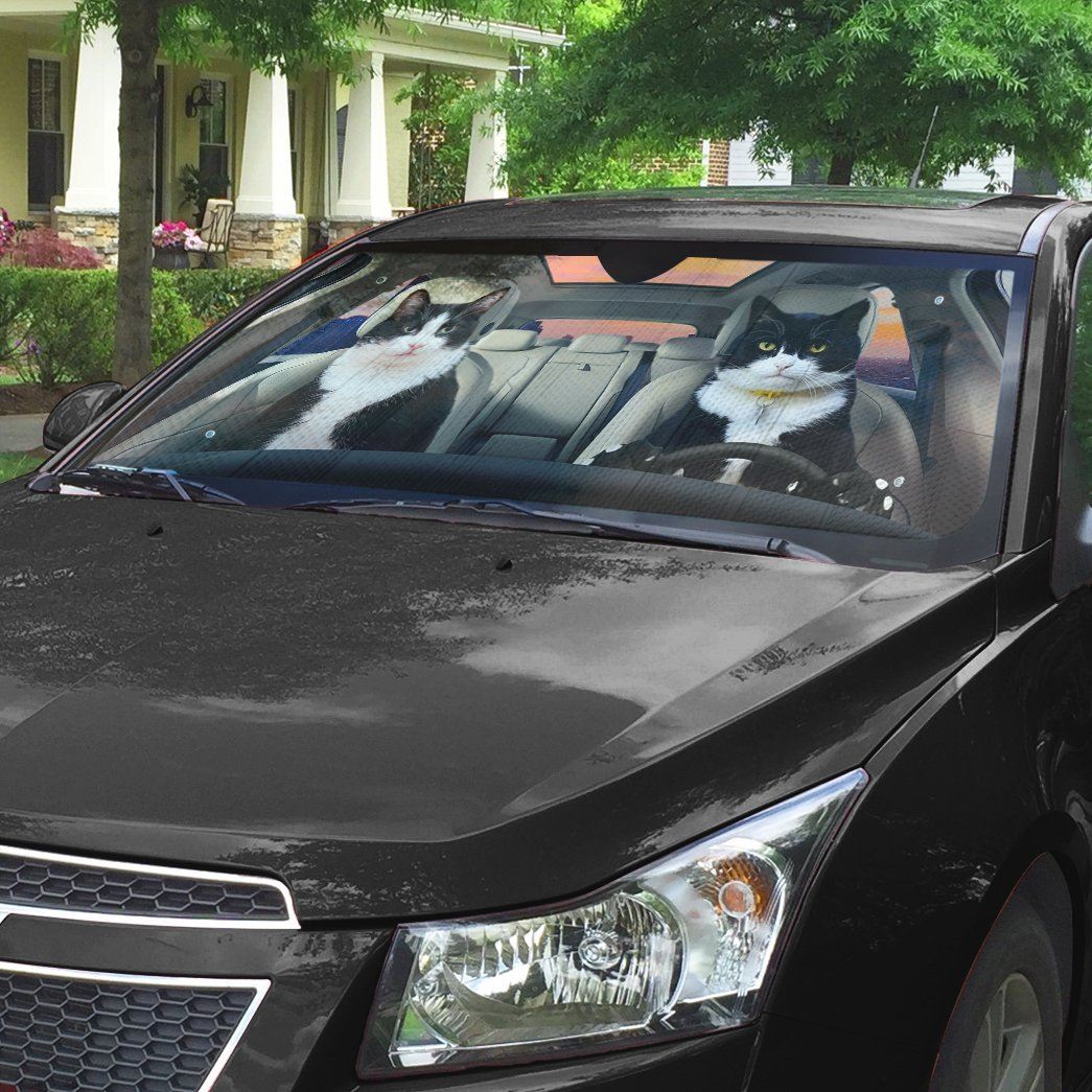 Gearhumans 3D Texudo Cat Auto Car Sunshade