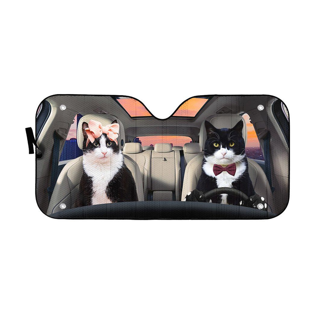 Gearhumans 3D Texudo Couple Cat Auto Car Sunshade