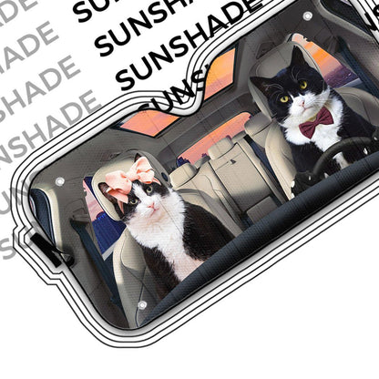 Gearhumans 3D Texudo Couple Cat Auto Car Sunshade