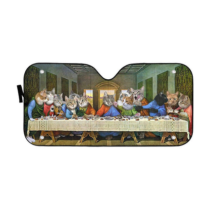 Gearhumans 3D The Last Supper Cat Custom Sunshade