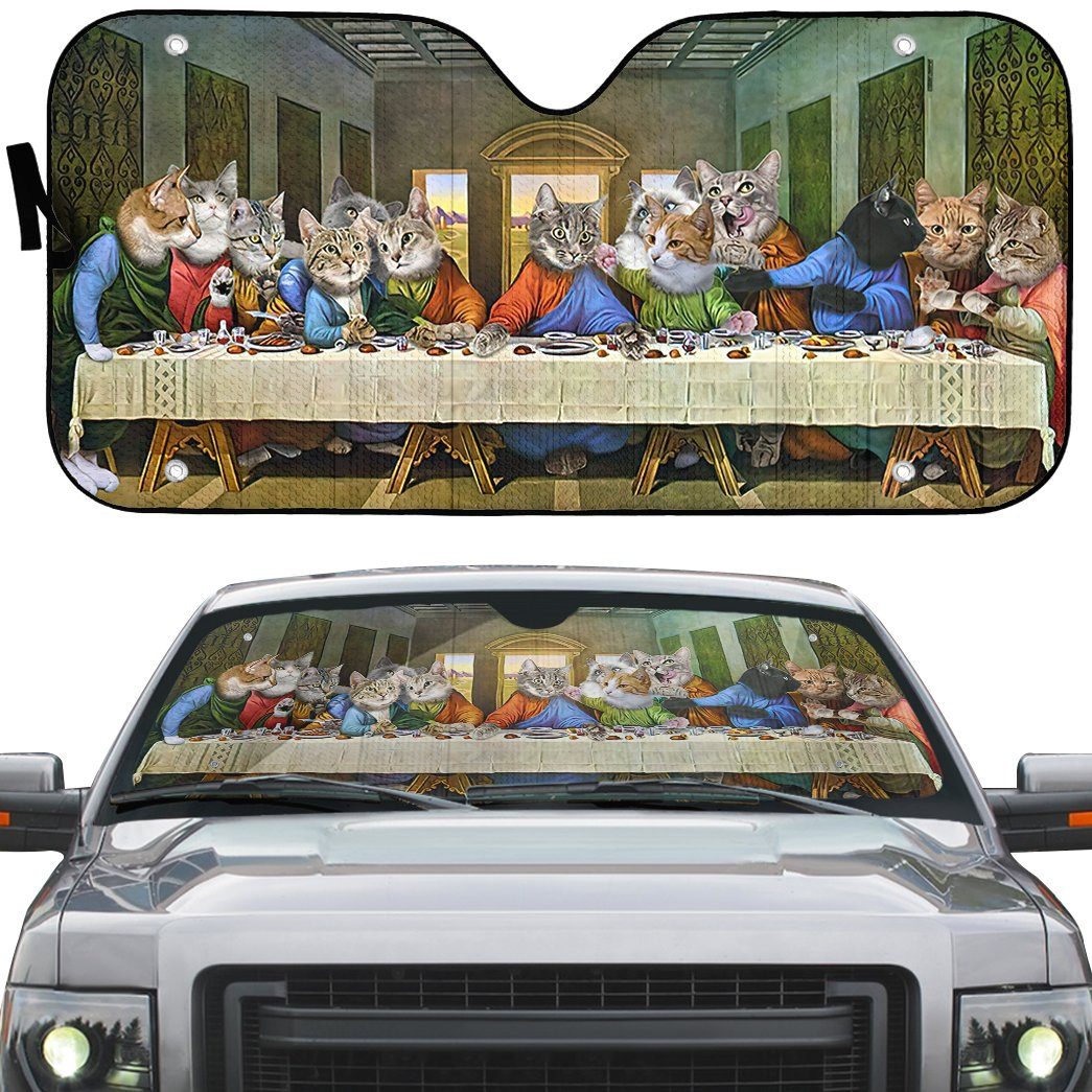 Gearhumans 3D The Last Supper Cat Custom Sunshade