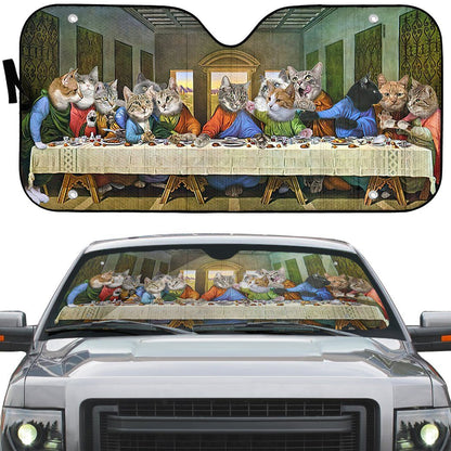 Gearhumans 3D The Last Supper Cat Custom Sunshade