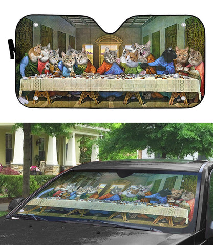 Gearhumans 3D The Last Supper Cat Custom Sunshade