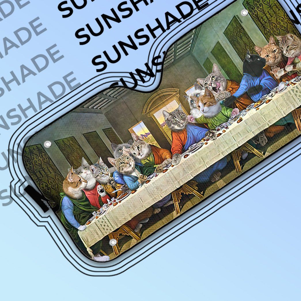 Gearhumans 3D The Last Supper Cat Custom Sunshade