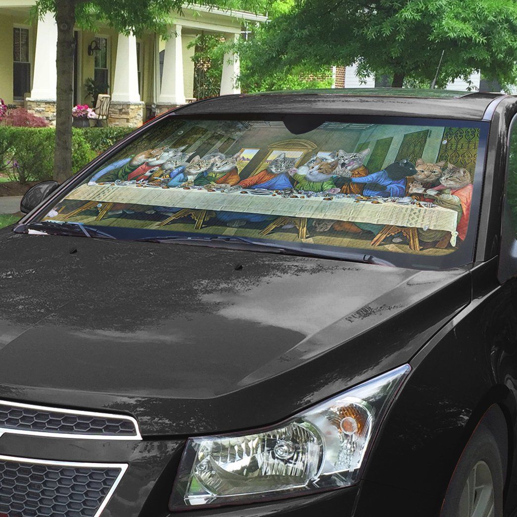 Gearhumans 3D The Last Supper Cat Custom Sunshade