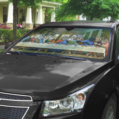 Gearhumans 3D The Last Supper Cat Custom Sunshade