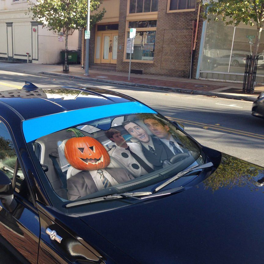 Gearhumans 3D The Office Halloween Michael Jim Dwight Custom Car Auto Sunshade
