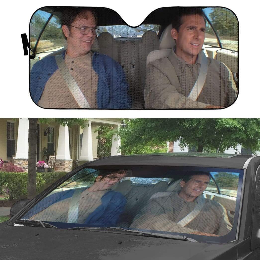 Gearhumans 3D The Office Michael And Dwight Custom Car Auto Sunshade