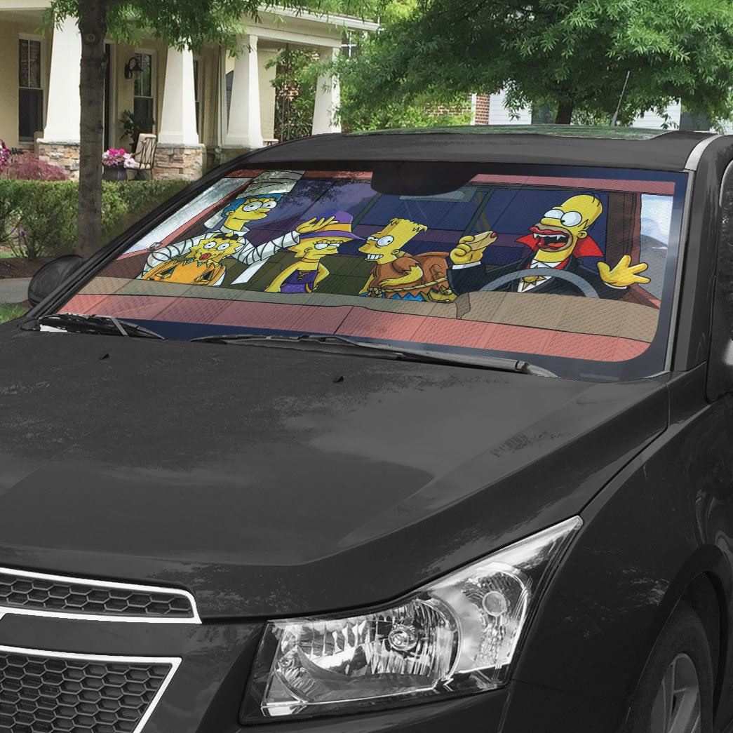 Gearhumans 3D The Simpsons Halloween Custom Car Auto Sunshade