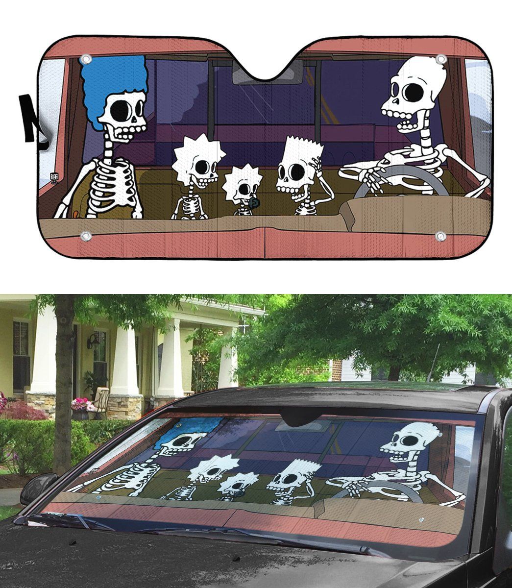 Gearhumans 3D The Simpsons Skeleton Custom Car Auto Sunshade
