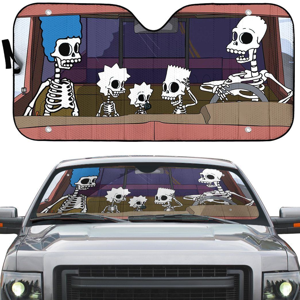 Gearhumans 3D The Simpsons Skeleton Custom Car Auto Sunshade