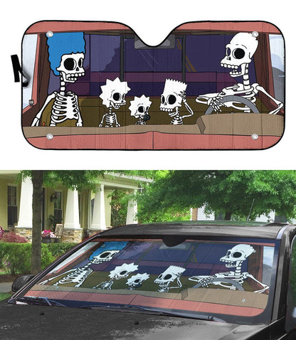 Gearhumans 3D The Simpsons Skeleton Custom Car Auto Sunshade