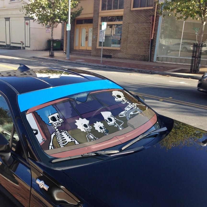 Gearhumans 3D The Simpsons Skeleton Custom Car Auto Sunshade