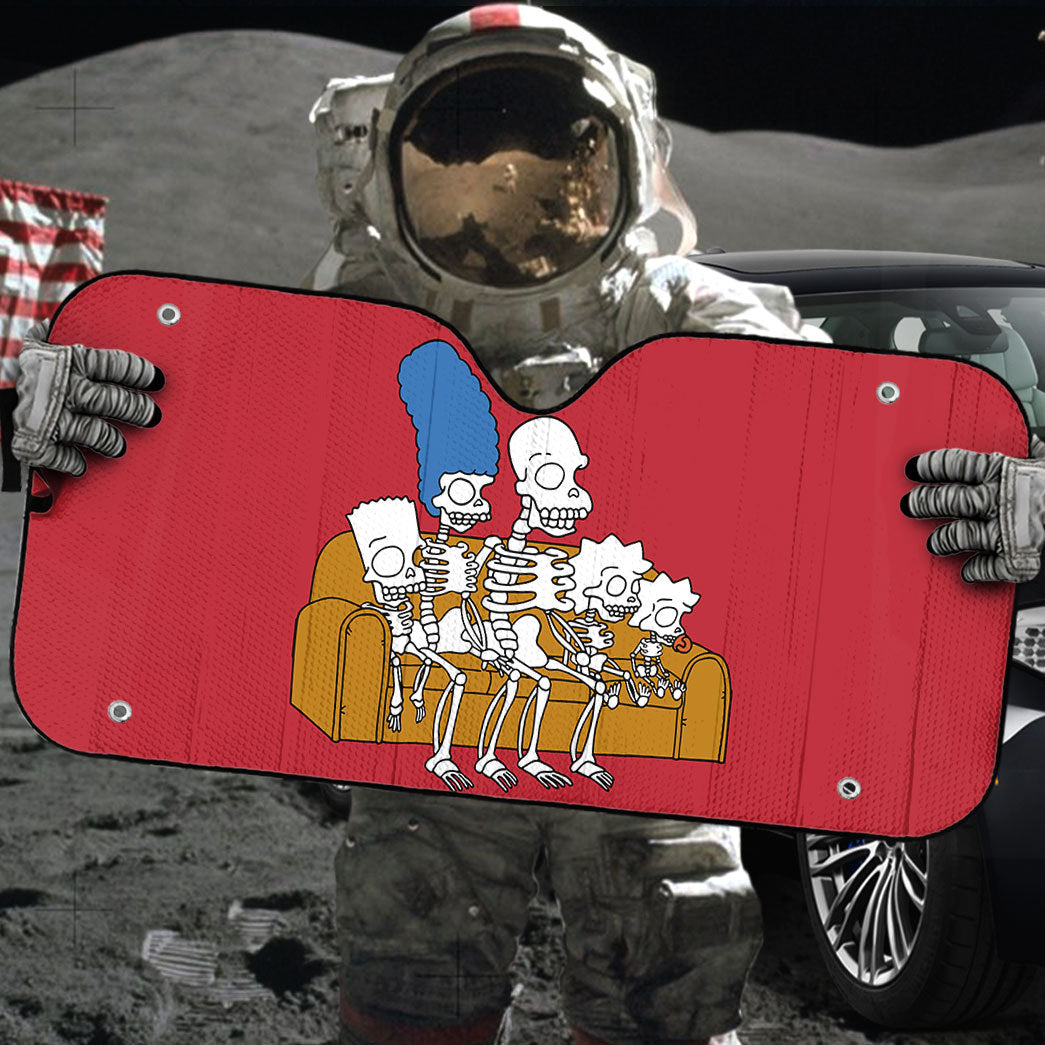Gearhumans 3D The Simpsons Skeleton Family Custom Car Auto Sunshade