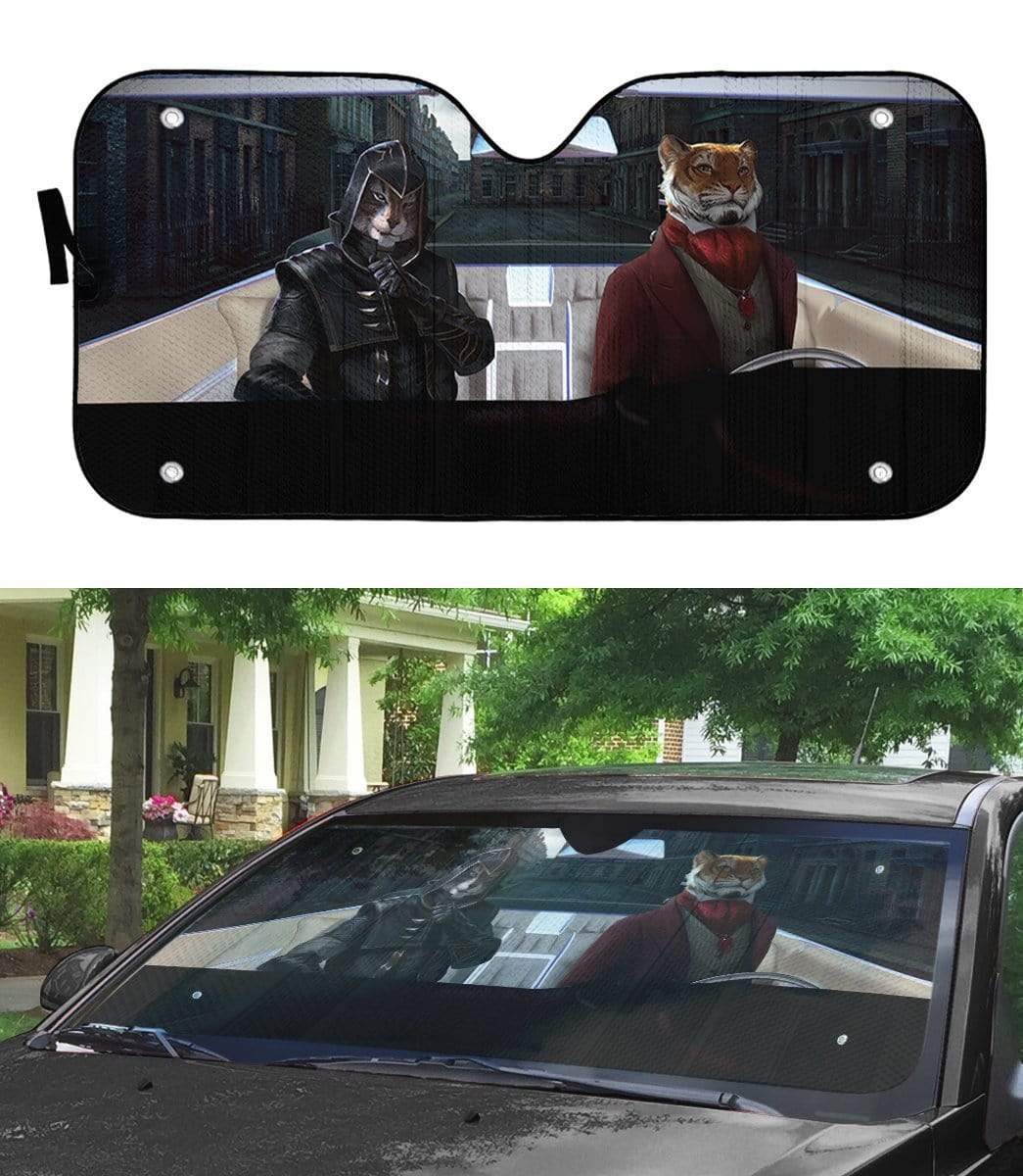 Gearhumans 3D Tiger Assassin Custom Car Auto Sunshade